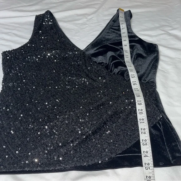 Bailey 44 Eva Sequin Velvet Surplice Wrap Tank Top Large Black Sparkly Sexy - Picture 12 of 16
